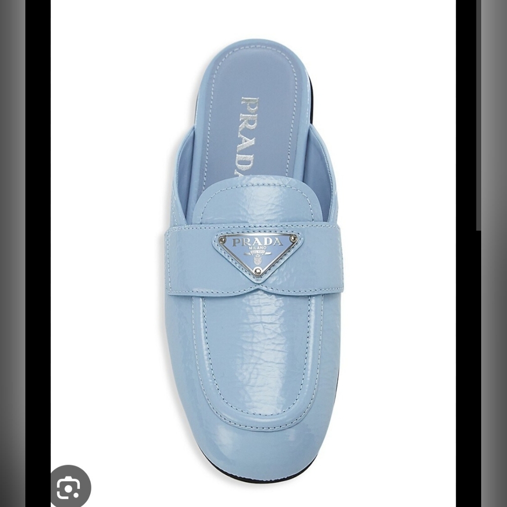Prada Naplak Leather Mules - Celeste (size 37)